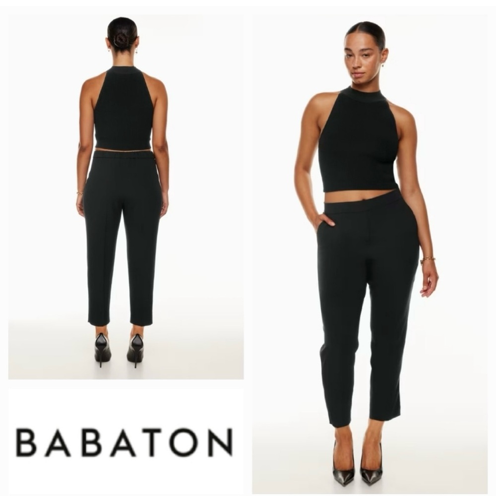 Aritzia Babaton Black Cohen Pants, Terado Crepe Slim Ankle Trousers, Size 6